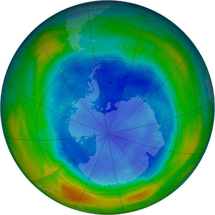 Antarctic ozone map for 20 August 1992